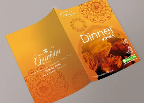 Gulmoha hotel menu graphic design project